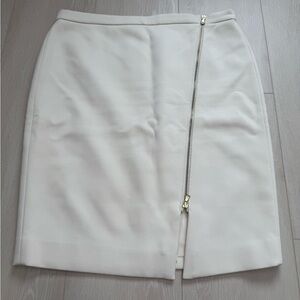J. Crew Cream Gold Accented Zipper Skirt